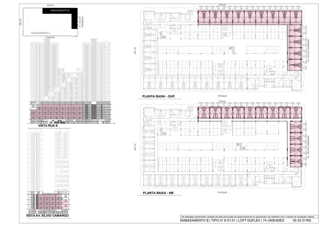 Base B – Type Jan 1.01 Loft Duplex – floor plan (74 units) · INC 31 · Vivapark Porto Belo
