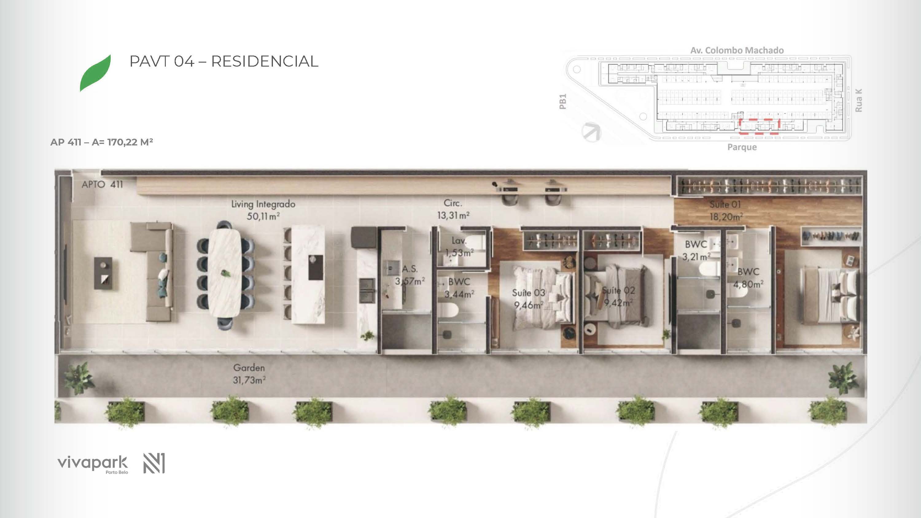 Embasamento · Apto 411 · planta humanizada