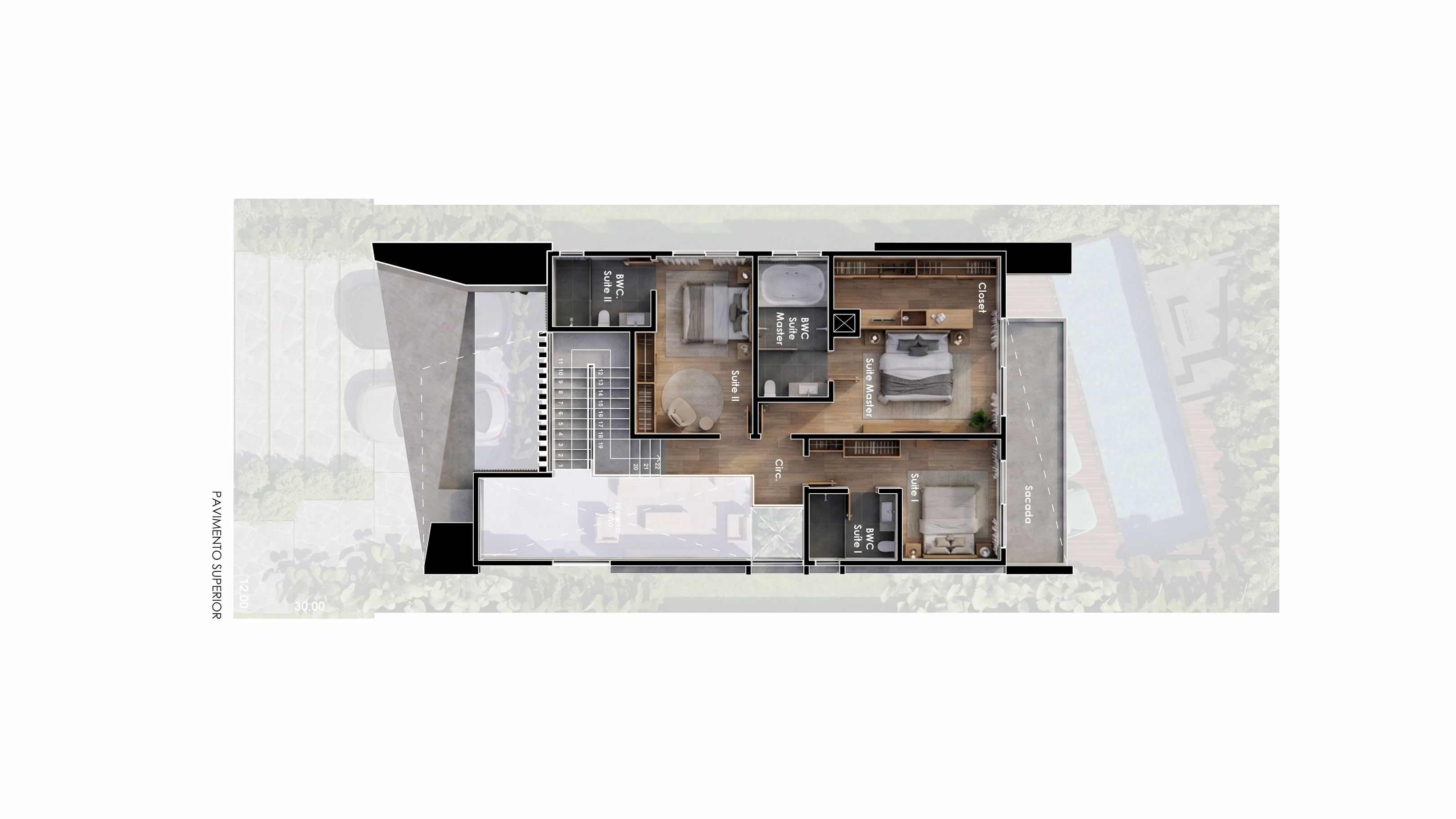 Floor plan - Upper level · Casa Hexagon · Vivapark Porto Belo