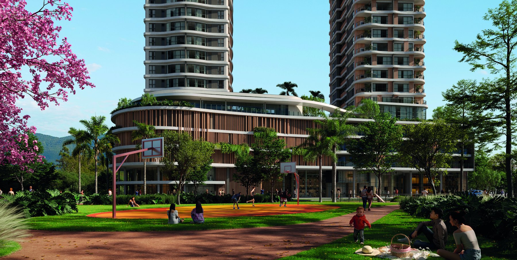 Torres 1 e 2, quadra e área verde · Valence · Vivapark Porto Belo