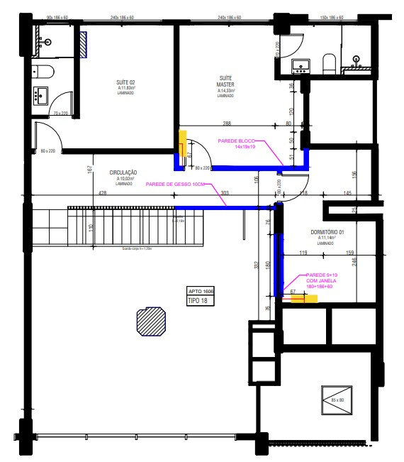 Planta do apartamento · Vista Jardins · 416D · Vivapark Porto Belo