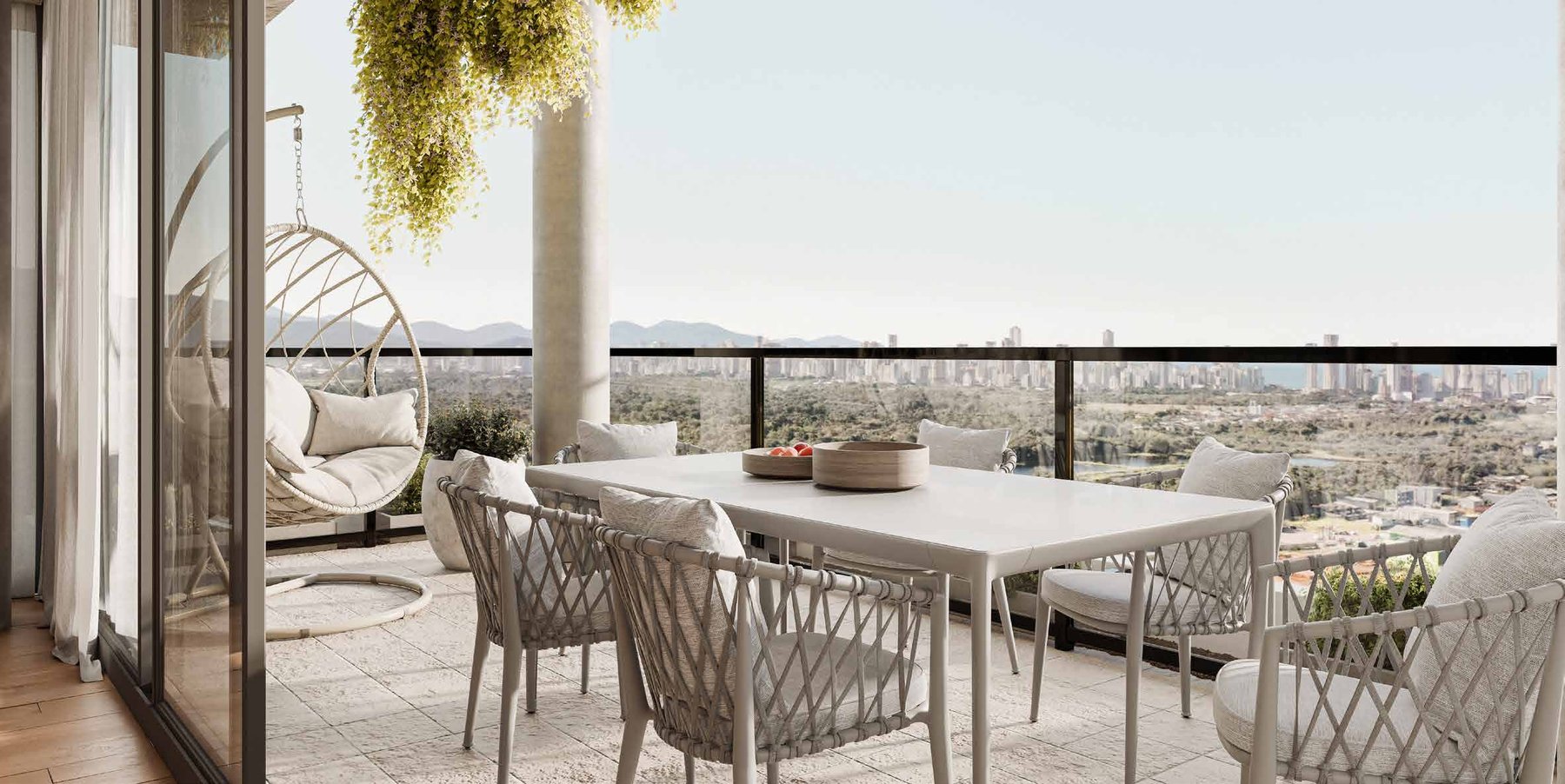 Apartamento decorado — sacada com vista para o bairro · Videiras · Vivapark Porto Belo