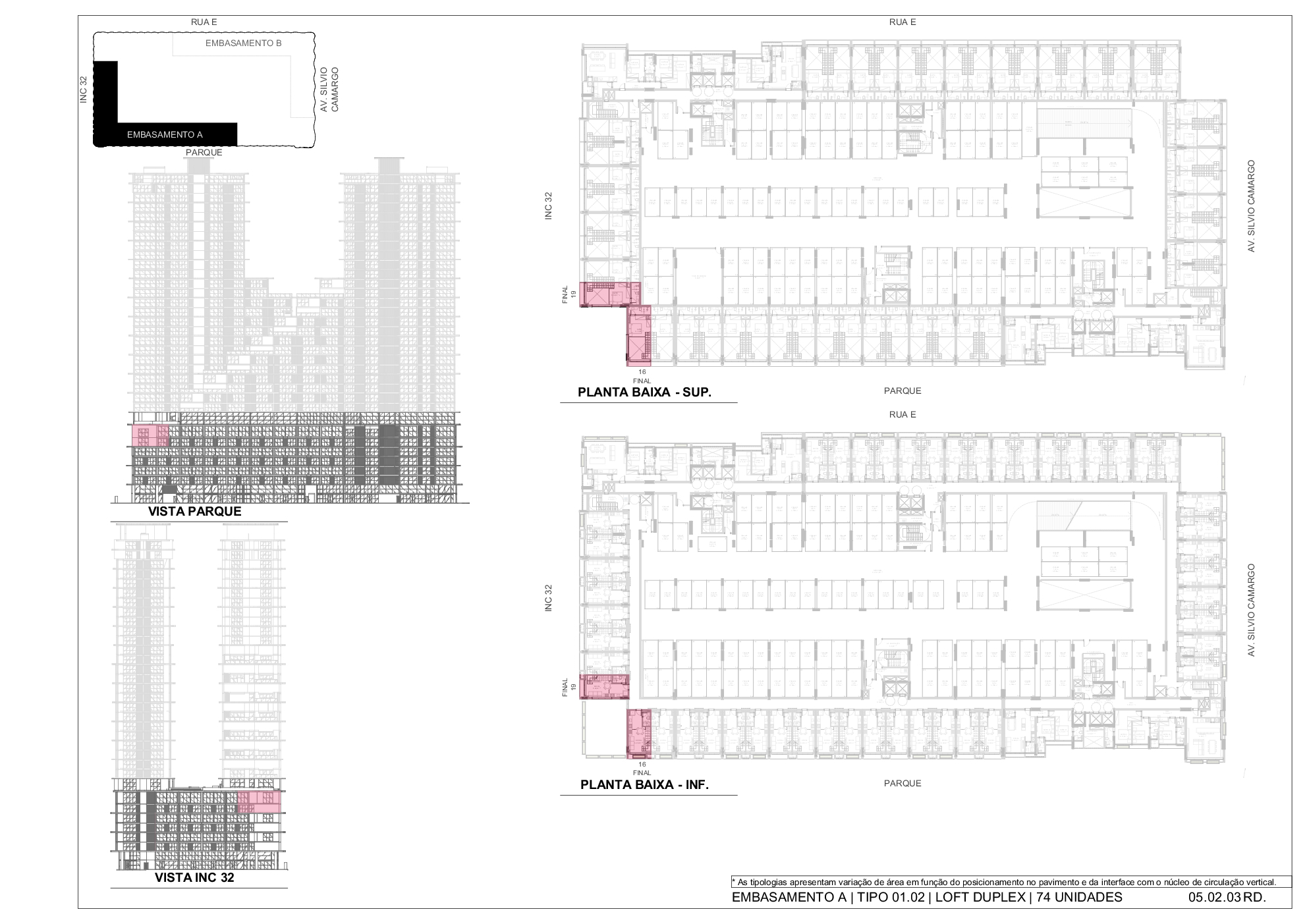 Embasamento A – Tipo 01.02 Loft Duplex – planta dos pavimentos (716 e 719)
