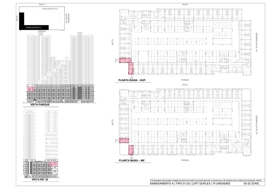 Embasamento A – Tipo 01.02 Loft Duplex – planta dos pavimentos (716 e 719) · INC 31 · Vivapark Porto Belo