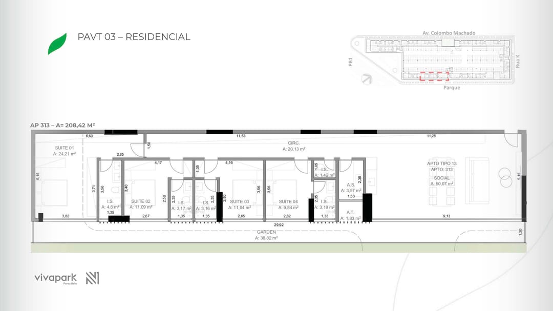 Embasamento · Apto 313 · planta técnica · Vision · Vivapark Porto Belo