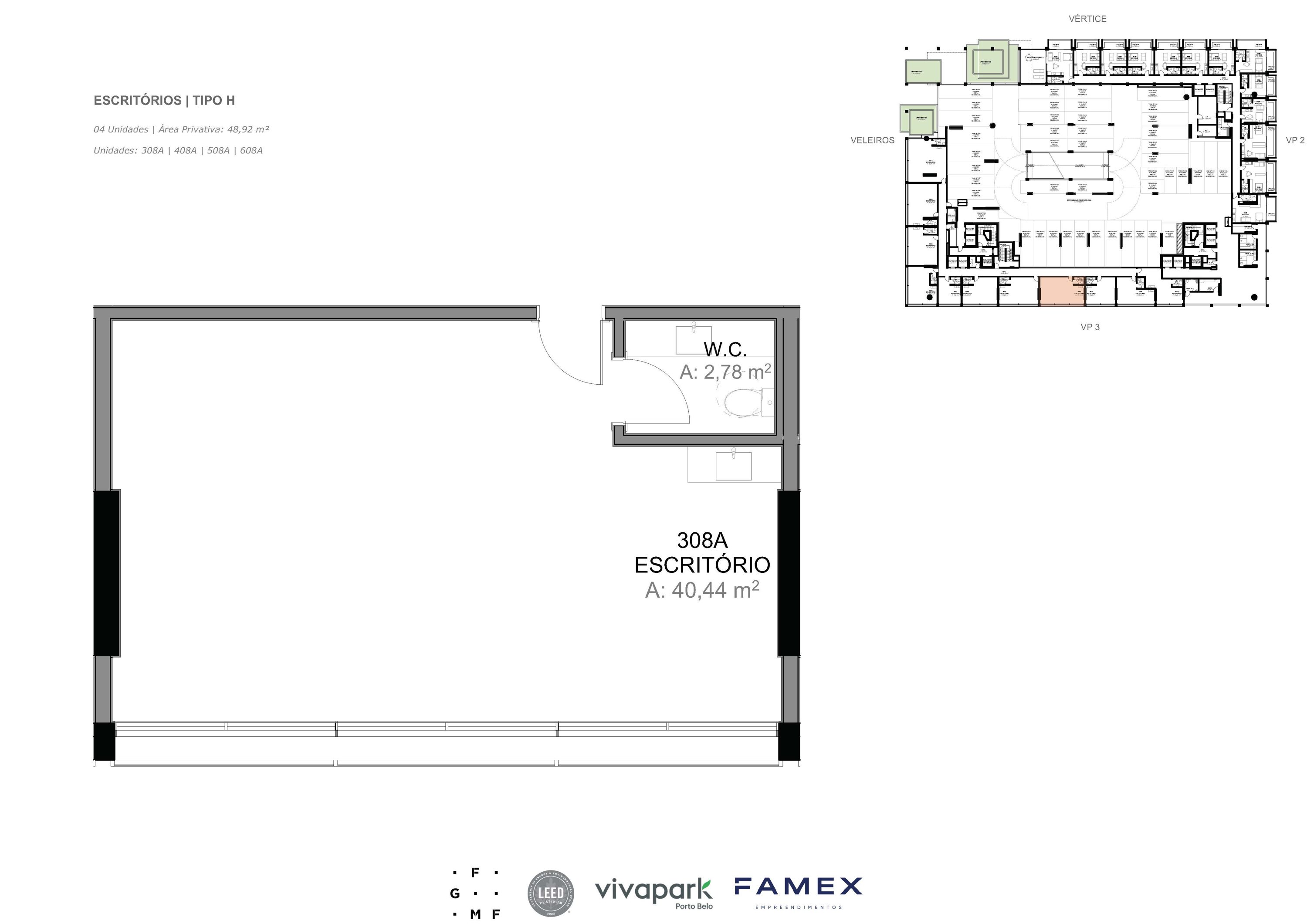 Escritório · Tipo H · 48,92 m² · VITTA 27 · Vivapark Porto Belo
