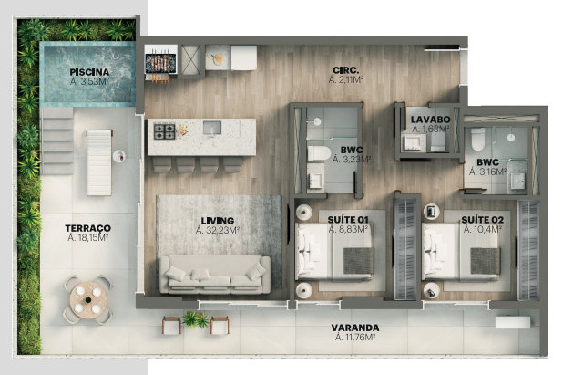 Planta do apartamento · Vértice · 29R · Vivapark Porto Belo