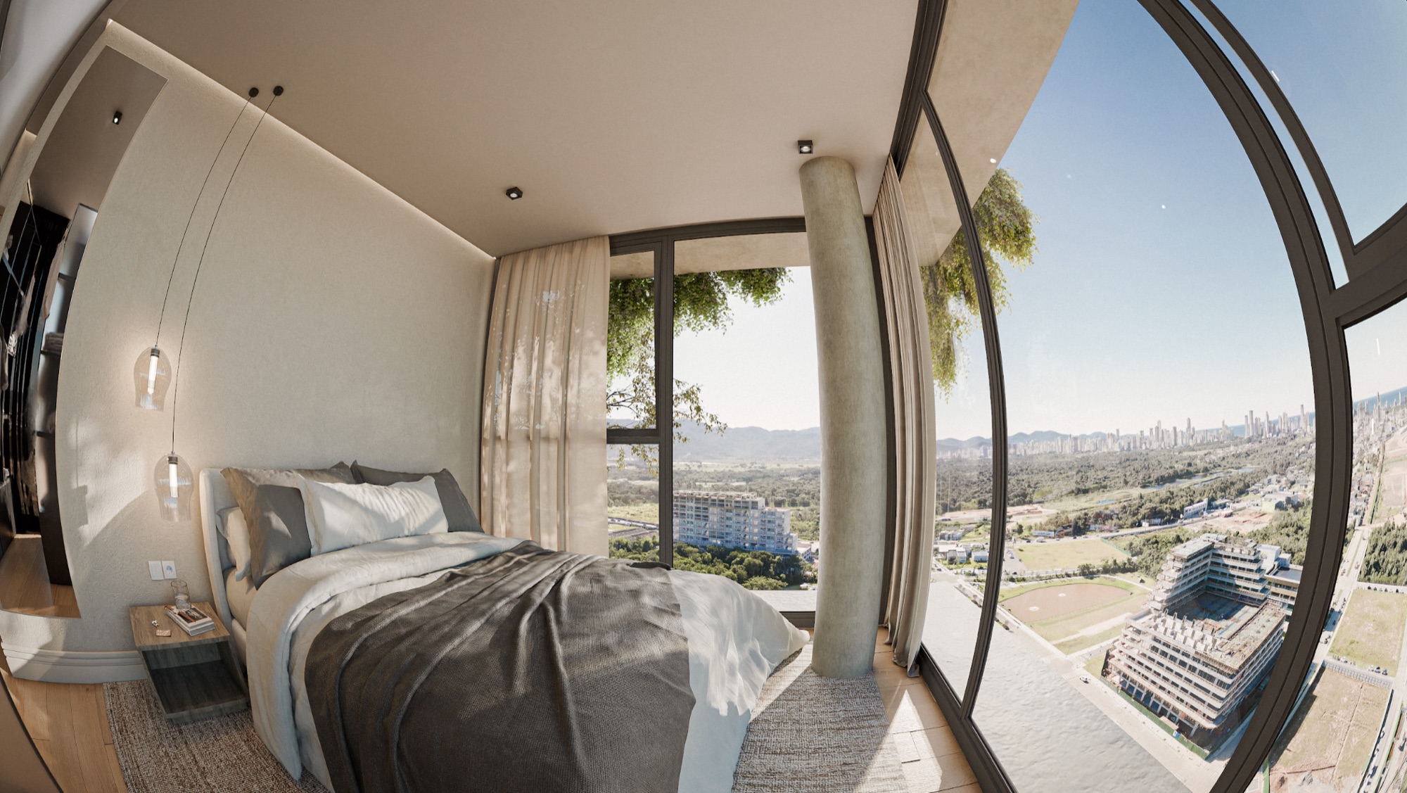 Quarto decorado - vista panorâmica · Videiras · 601 · Vivapark Porto Belo