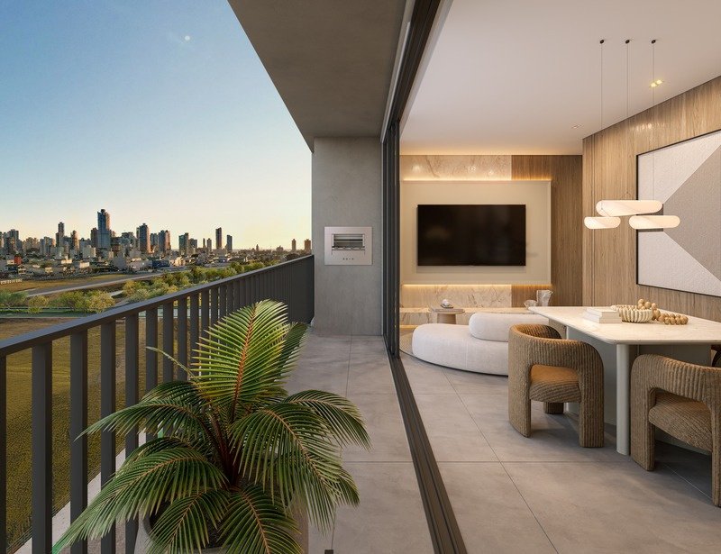 Living com sacada — 1 suíte + 1 dormitório · Verenna · Vivapark Porto Belo