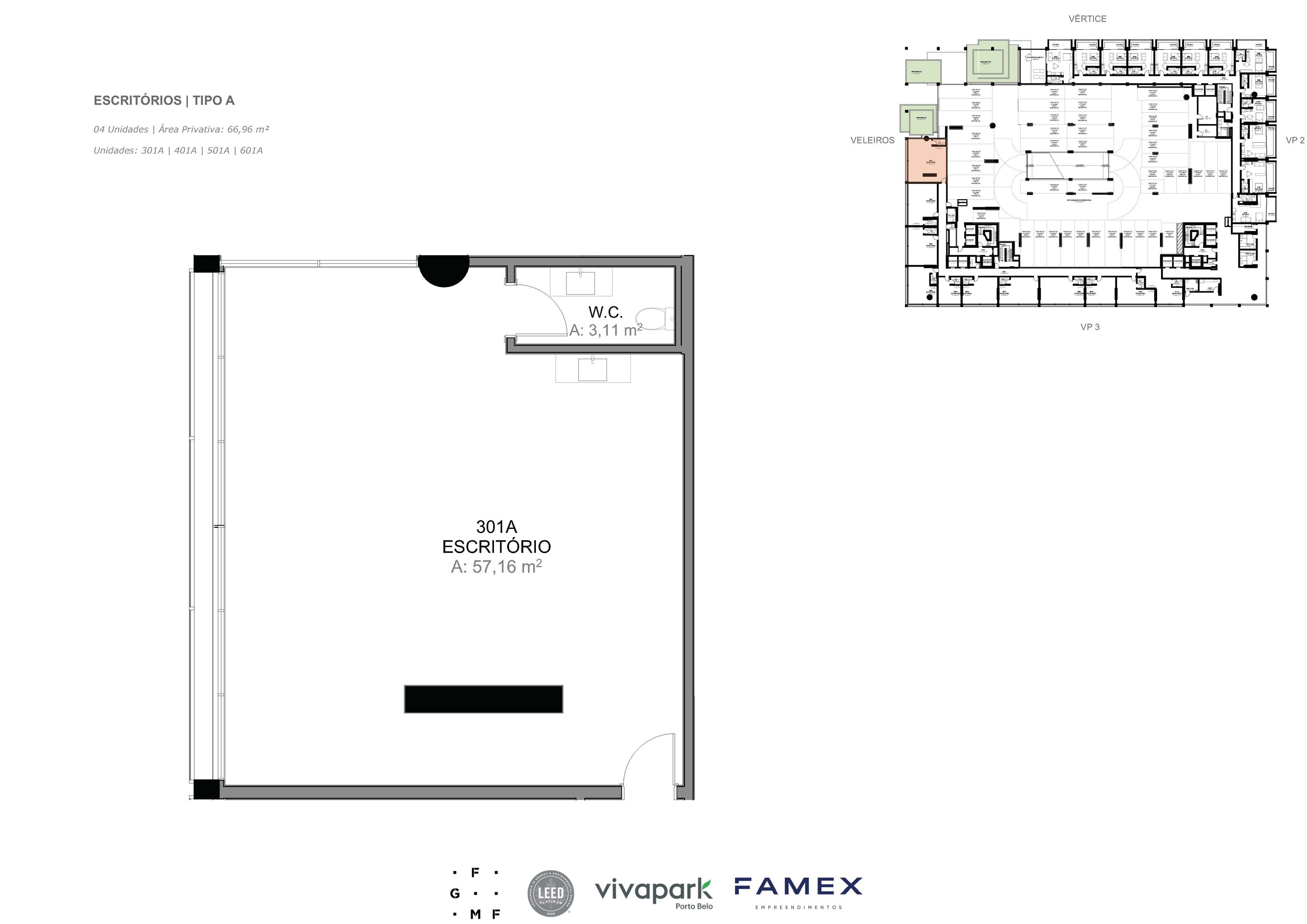 Escritório · Tipo A · 66,96 m²