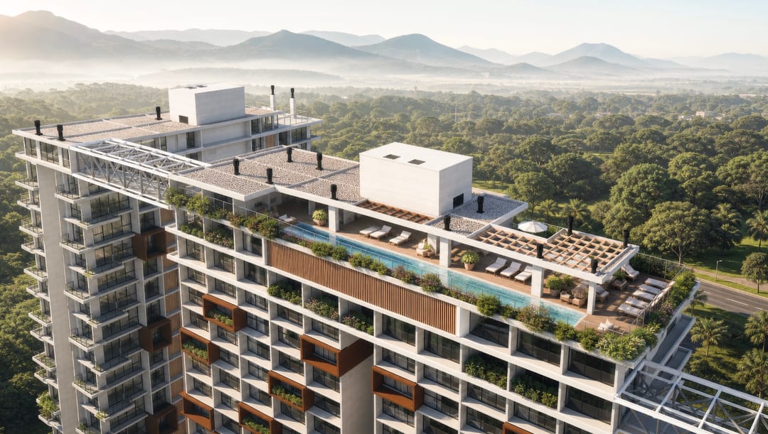 Piscina rooftop - vista aérea · Veleiros · Vivapark Porto Belo