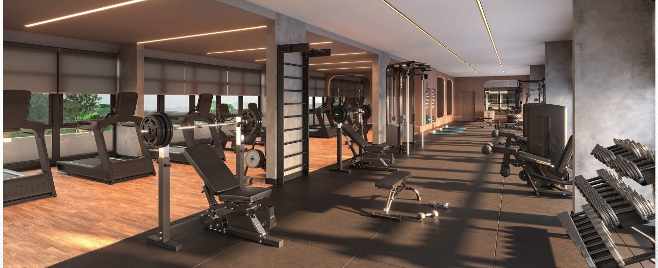 Academia — estrutura fitness com 263,86 m² · Vision · Vivapark Porto Belo