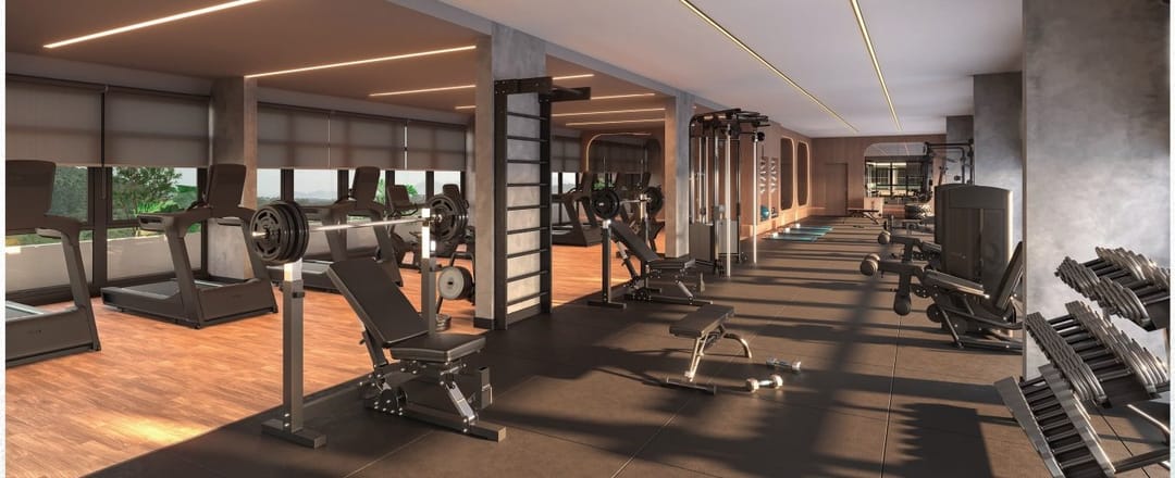 Academia — estrutura fitness com 263,86 m² · Vision · Vivapark Porto Belo