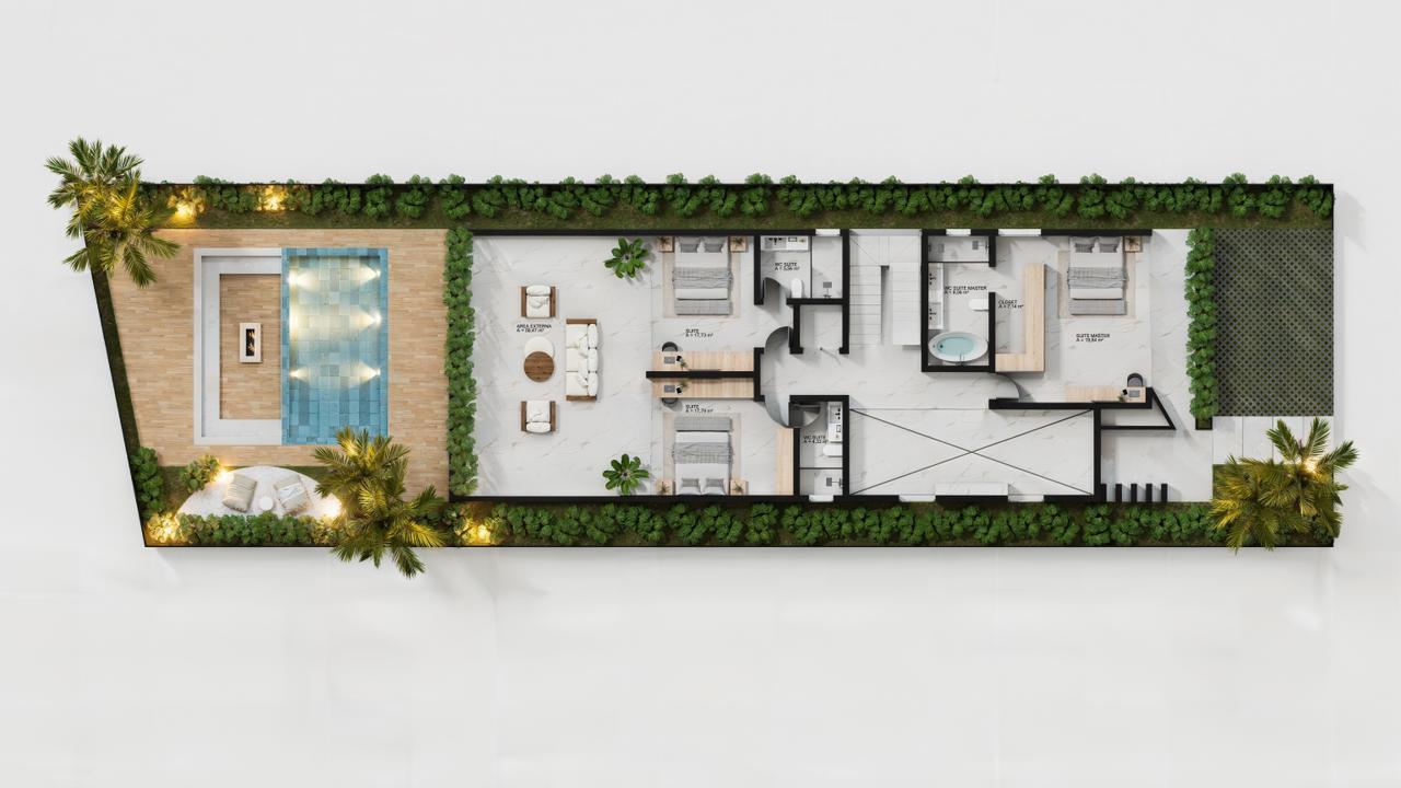 Floor plan - Upper floor with dimensions · Casa Olivea · Vivapark Porto Belo