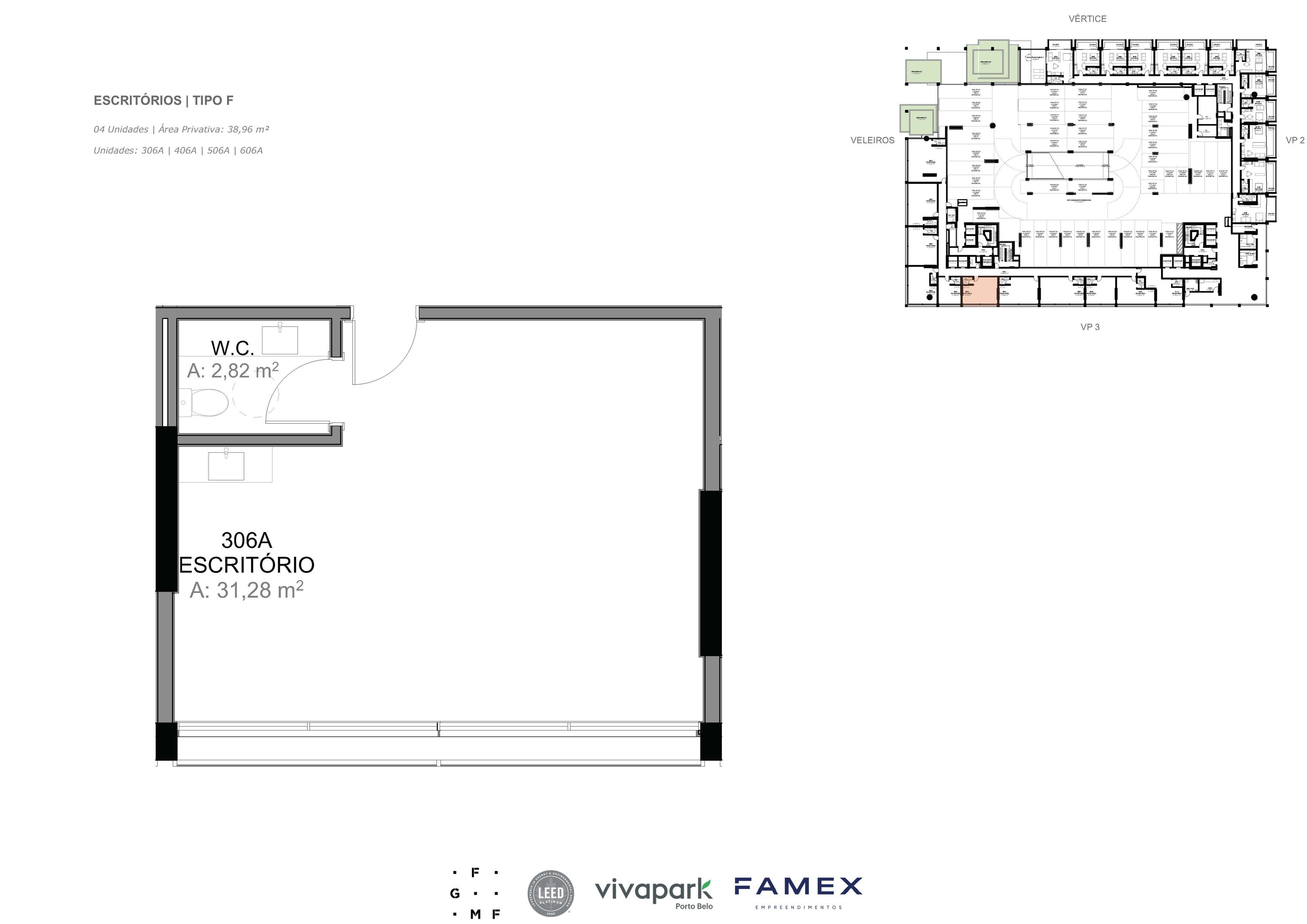 Escritório · Tipo F · 38,96 m² · VITTA 27 · Vivapark Porto Belo