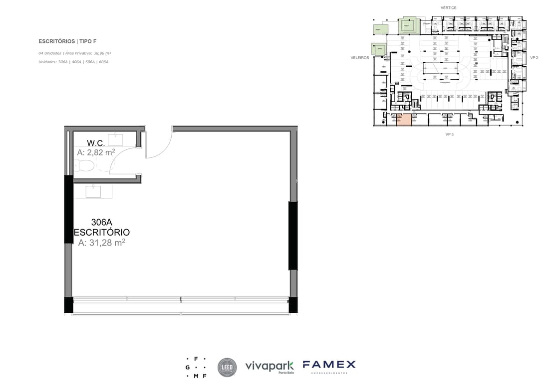 Escritório · Tipo F · 38,96 m² · VITTA 27 · Vivapark Porto Belo
