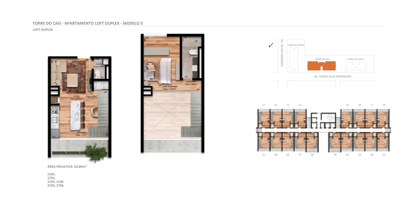 Torre do Cais (T2) · Loft Duplex · modelo 3 · Veleiros · Vivapark Porto Belo