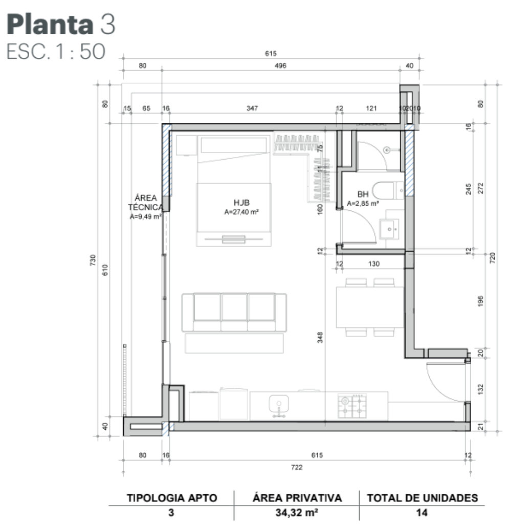 Planta do apartamento · Voz · 703 B · Vivapark Porto Belo