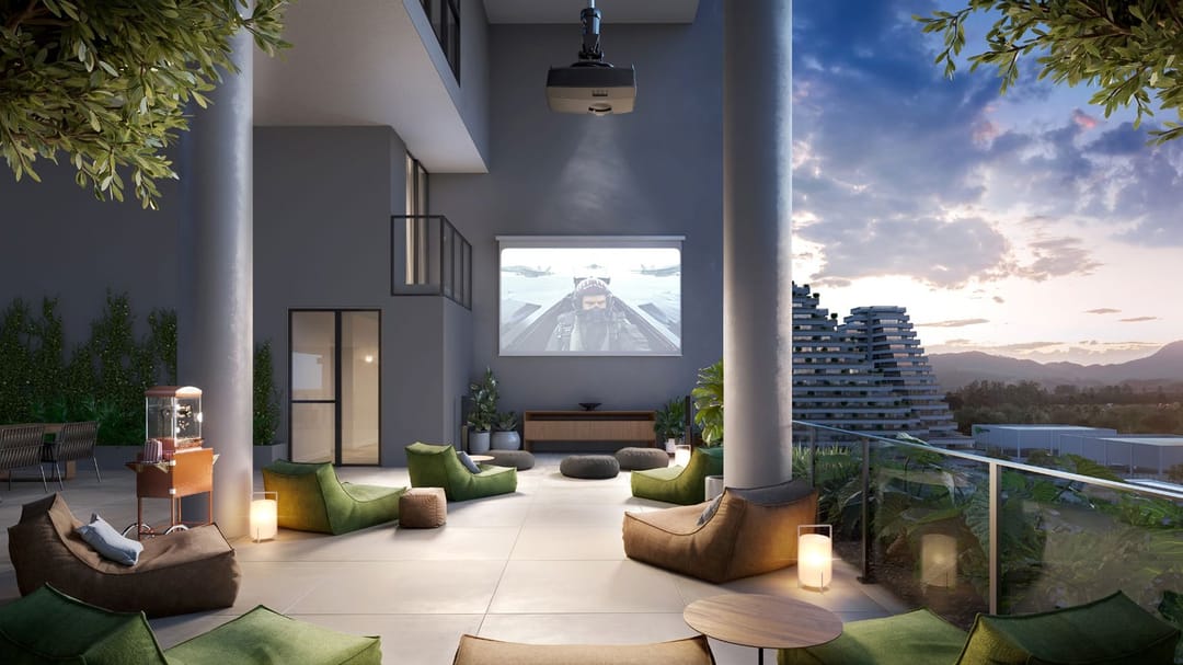 Cine Lounge outdoor — cinema ao ar livre no 10º andar · Voz · bloco 2, apto 701 B · Vivapark Porto Belo
