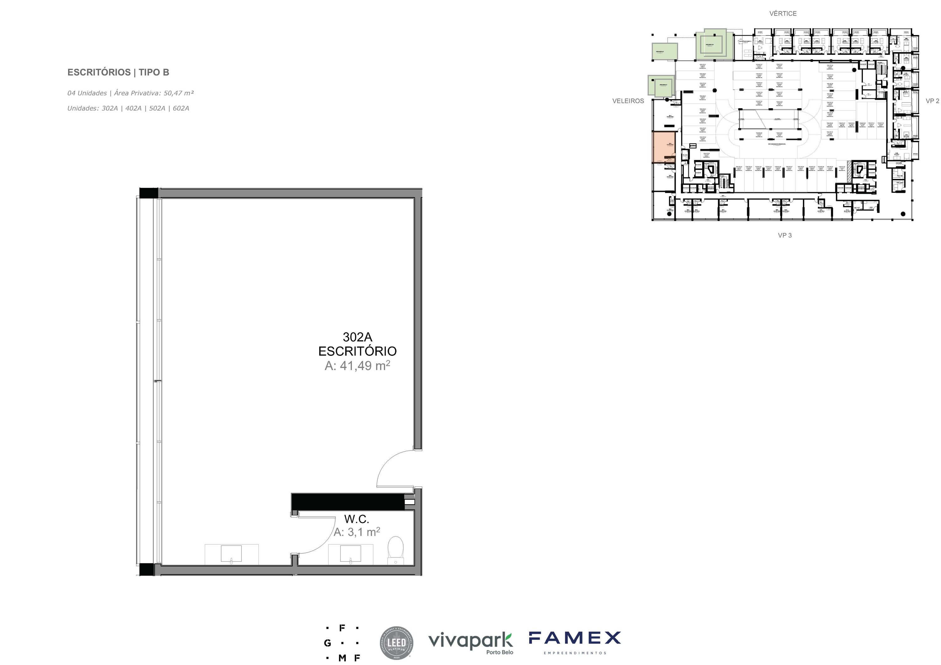 Escritório · Tipo B · 50,47 m²