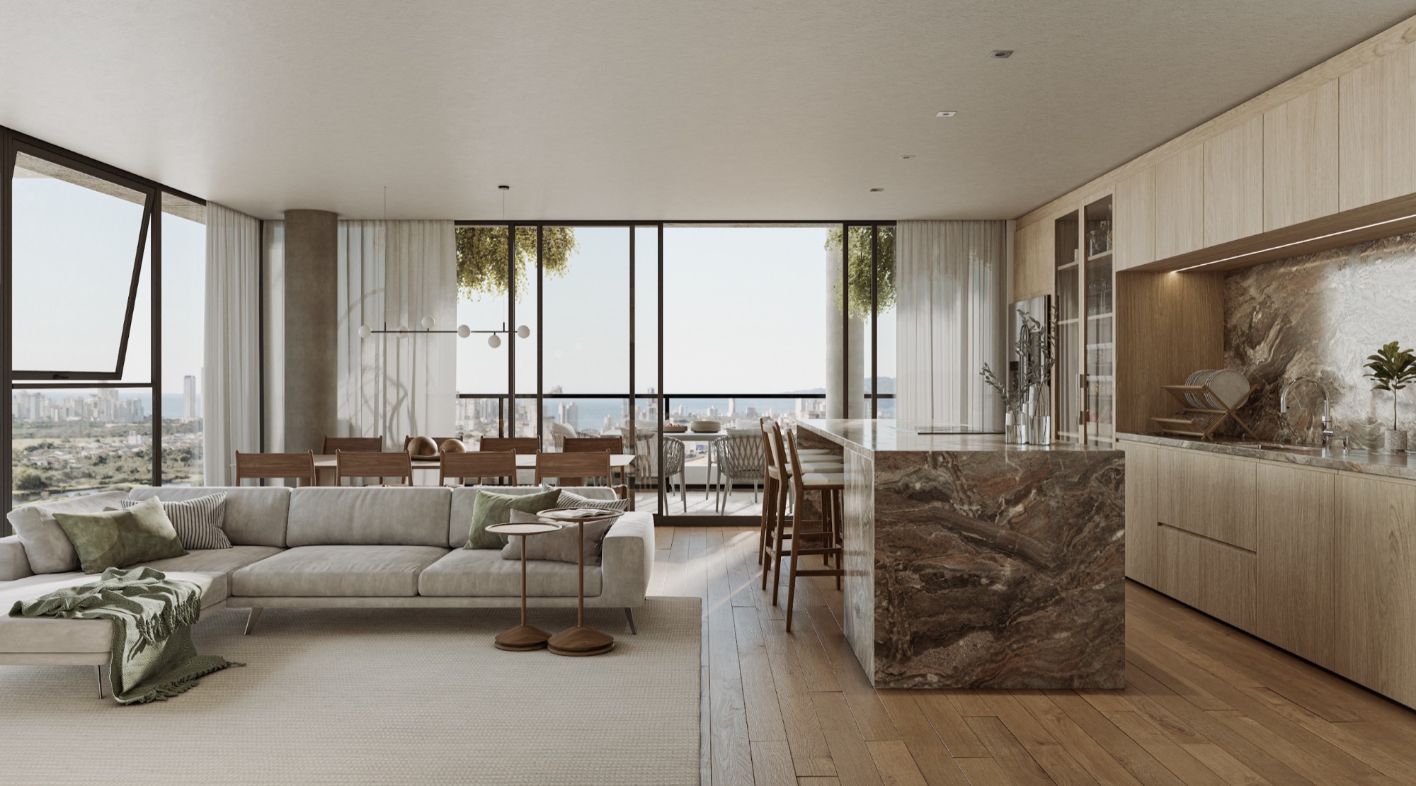 Living integrado com cozinha · Videiras · 601 · Vivapark Porto Belo