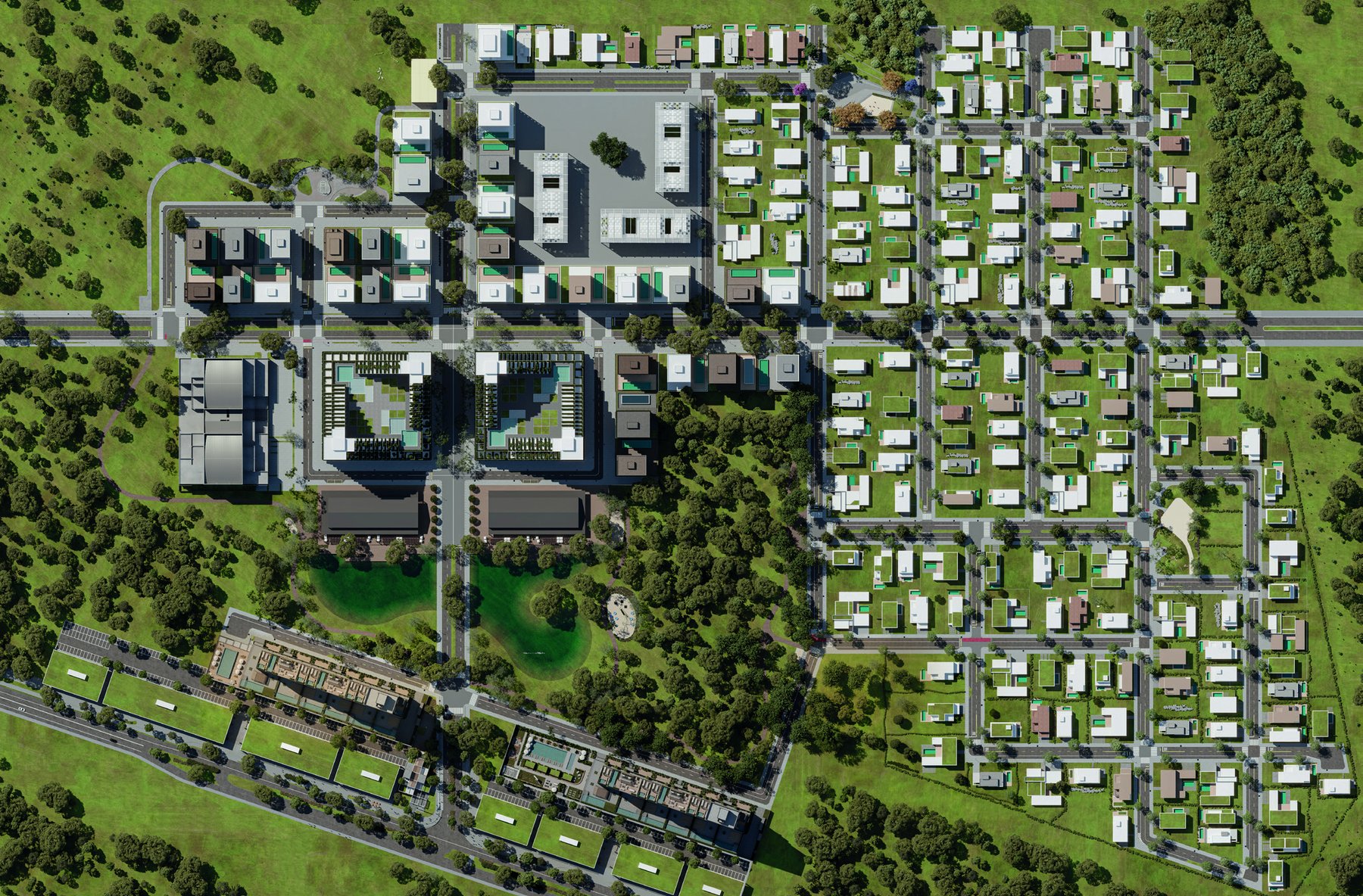 Vivapark Porto Belo — aerial view of the park neighborhood · Vista Jardins