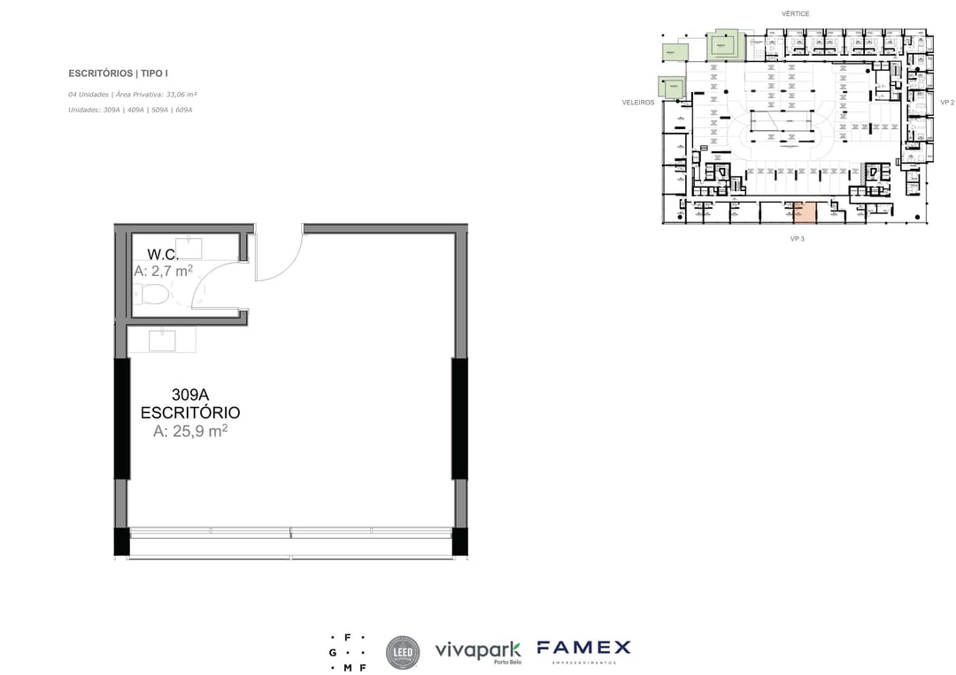 Escritório · Tipo I · 33,06 m² · VITTA 27 · Vivapark Porto Belo