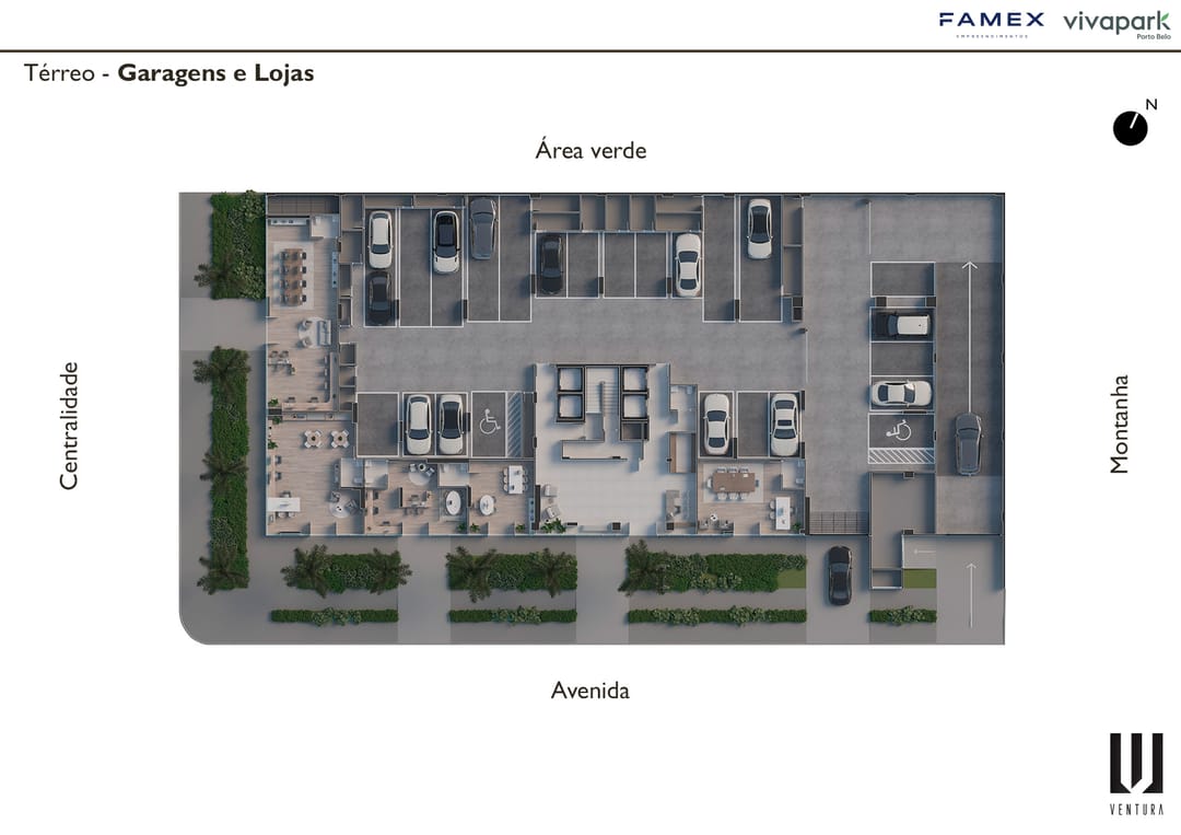 Térreo · Garagens e lojas · Ventura · Vivapark Porto Belo
