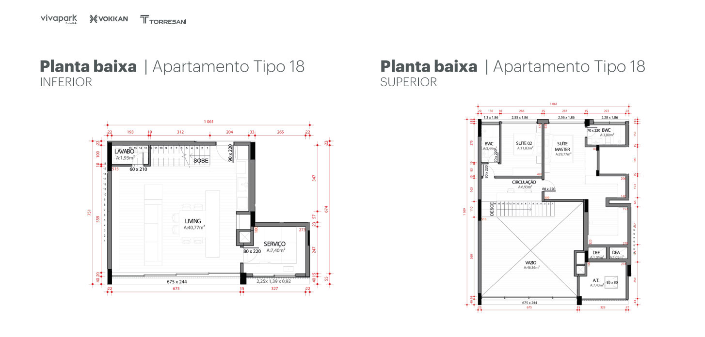 Planta do apartamento · Vista Jardins · 416D · Vivapark Porto Belo