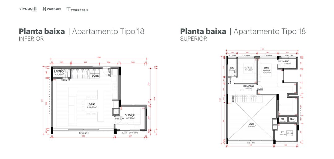 Planta do apartamento · Vista Jardins · 416D · Vivapark Porto Belo