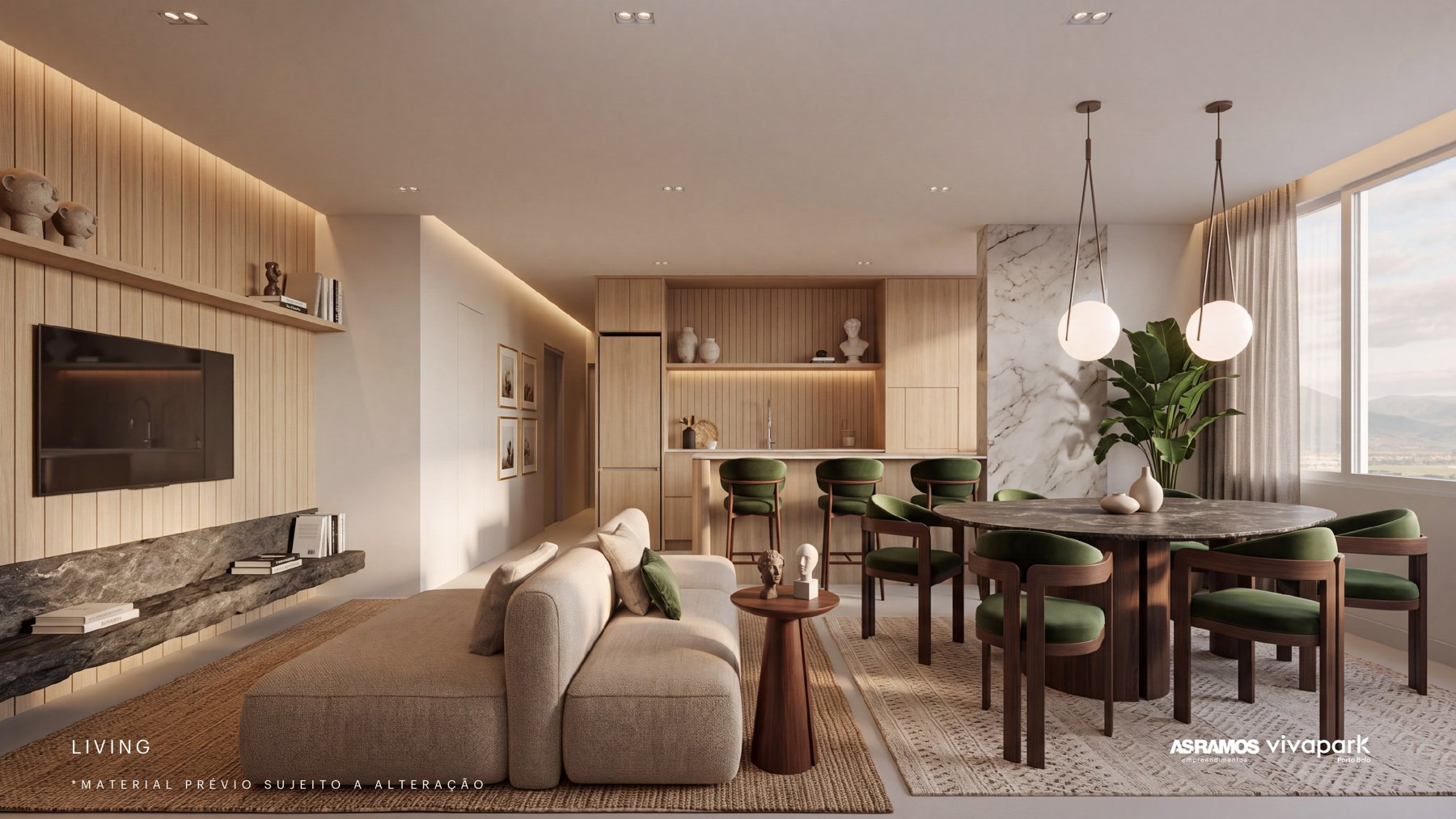 Apartamento decorado — living do 2 suítes · INC 31 · Vivapark Porto Belo