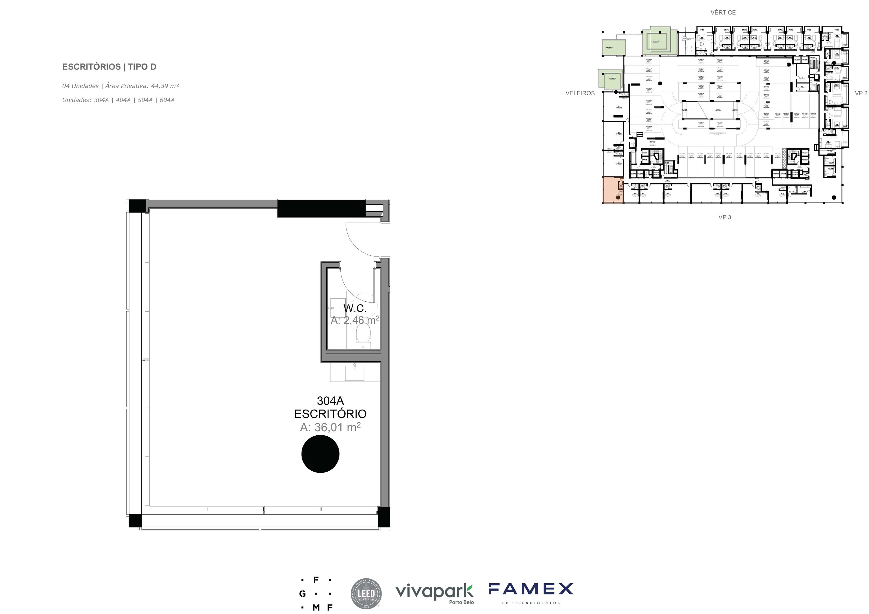 Escritório · Tipo D · 44,39 m² · VITTA 27 · Vivapark Porto Belo