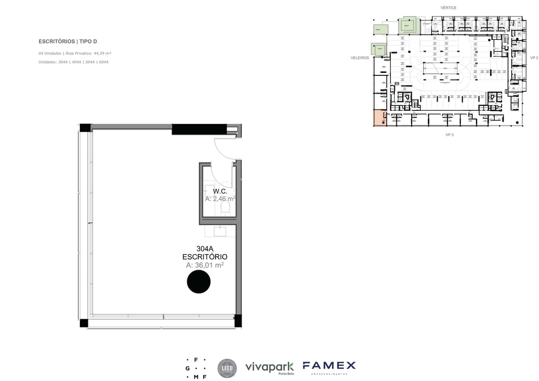 Escritório · Tipo D · 44,39 m² · VITTA 27 · Vivapark Porto Belo