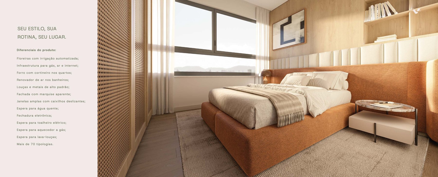 Apartamento decorado — suíte · Vitta 27 · 407 B · Vivapark Porto Belo
