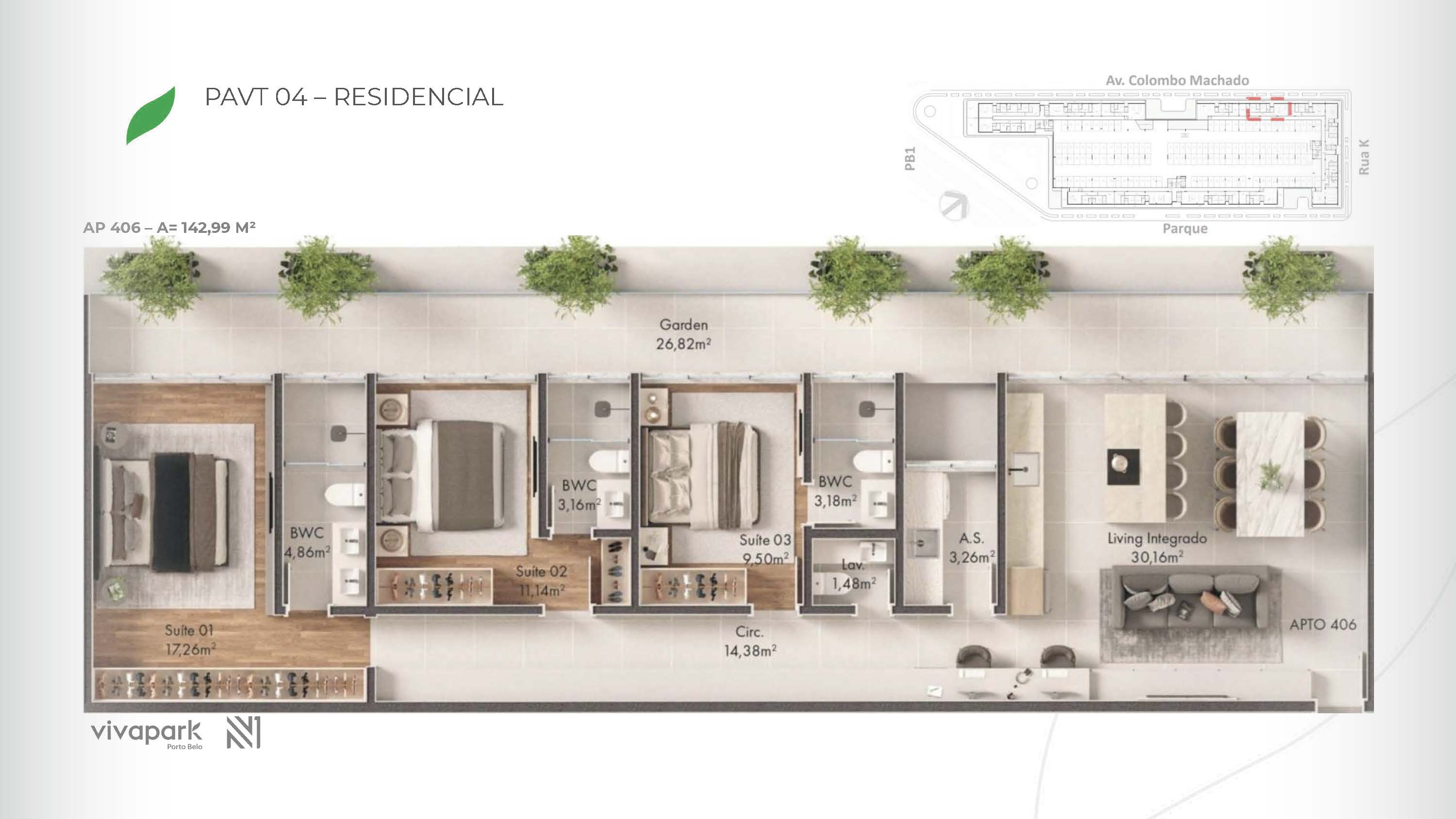 Embasamento · Apto 406 · planta humanizada