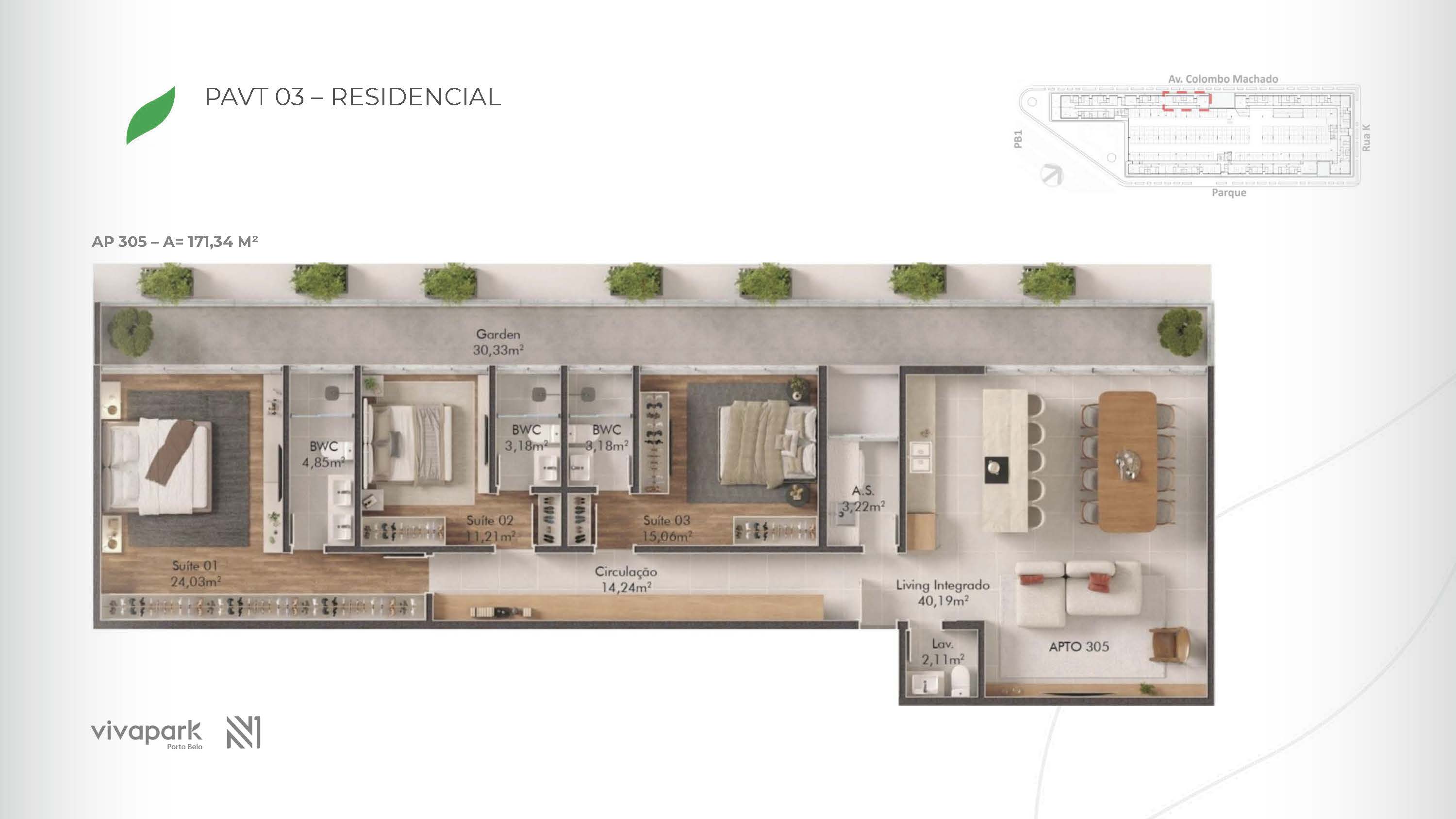Embasamento · Apto 305 · planta humanizada