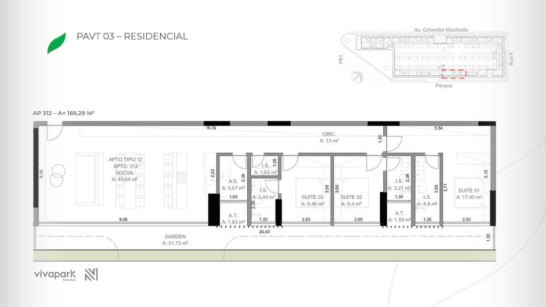 Embasamento · Apto 312 · planta técnica · Vision · Vivapark Porto Belo
