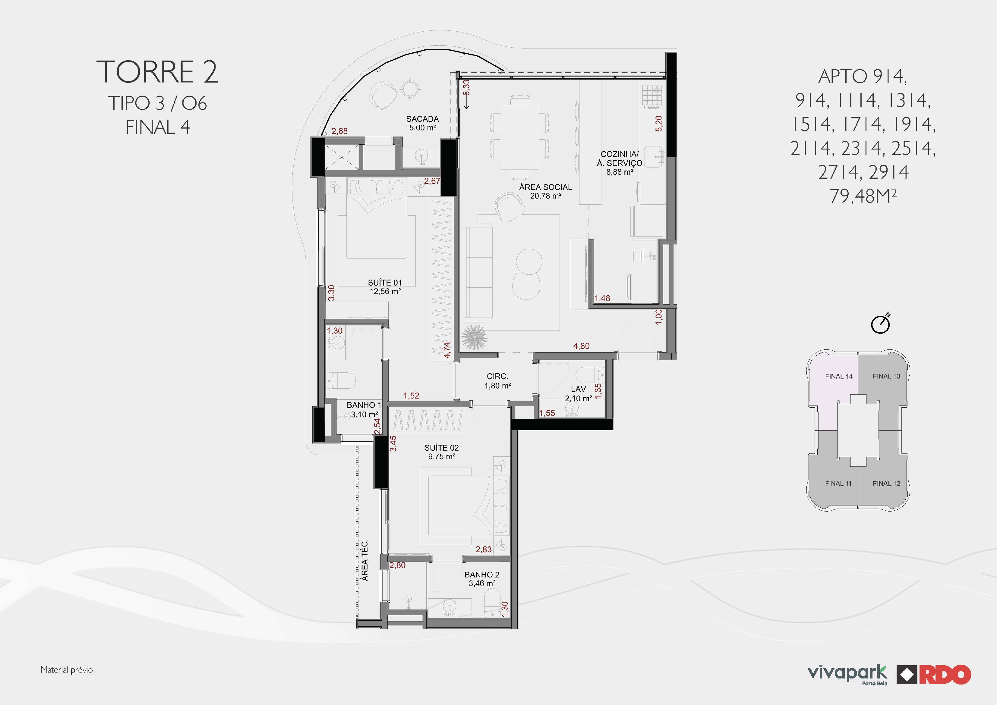 Tower 2 · Type 3 O6 · end 4 (odd floors) · Valence · Vivapark Porto Belo
