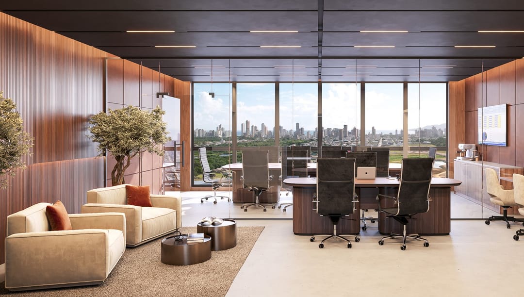 Sala corporativa — módulo de 5 salas (6º ao 12º andar) · Veccel · Vivapark Porto Belo