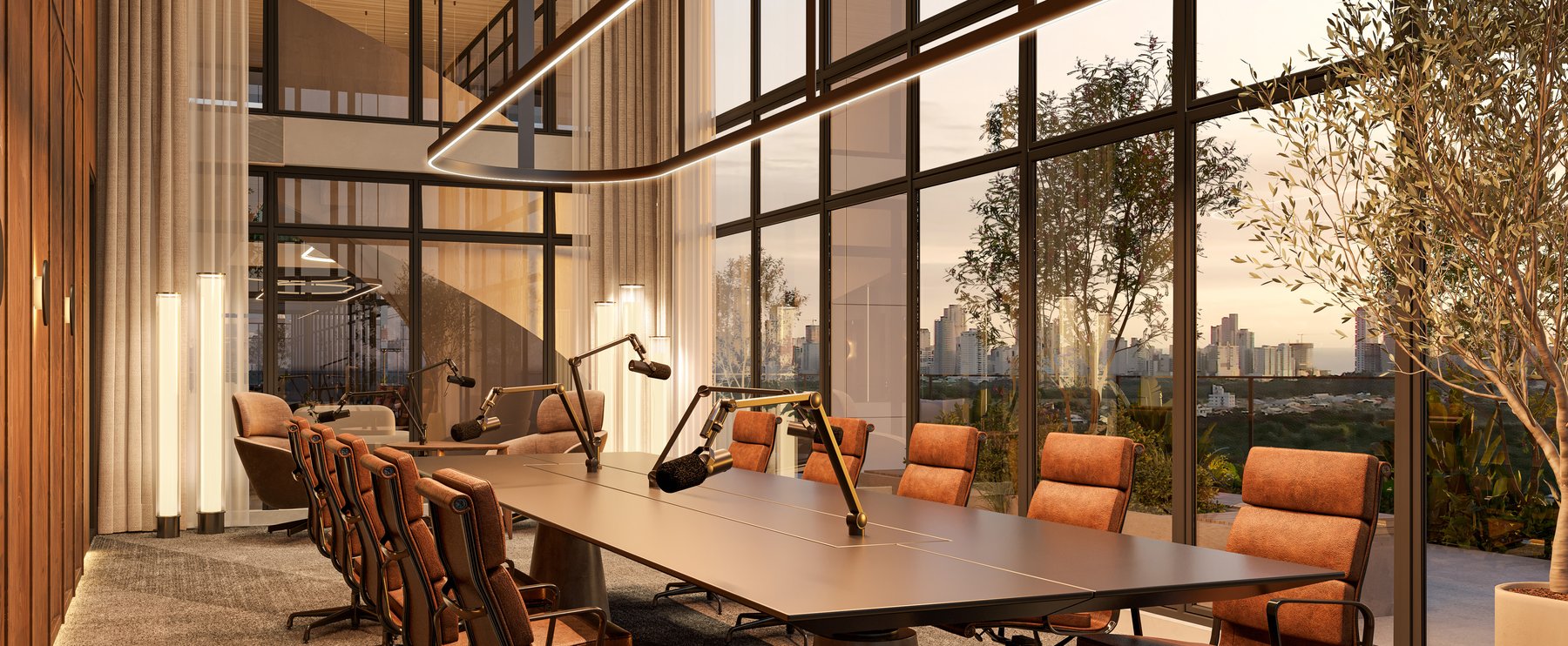 Podcast studio with double-height ceiling · Veccel · Vivapark Porto Belo