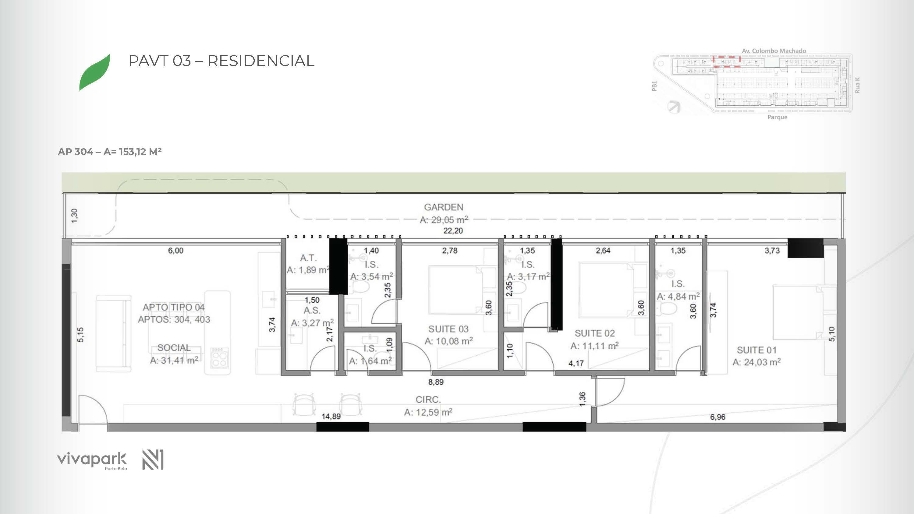 Embasamento · Apto 304 · planta técnica