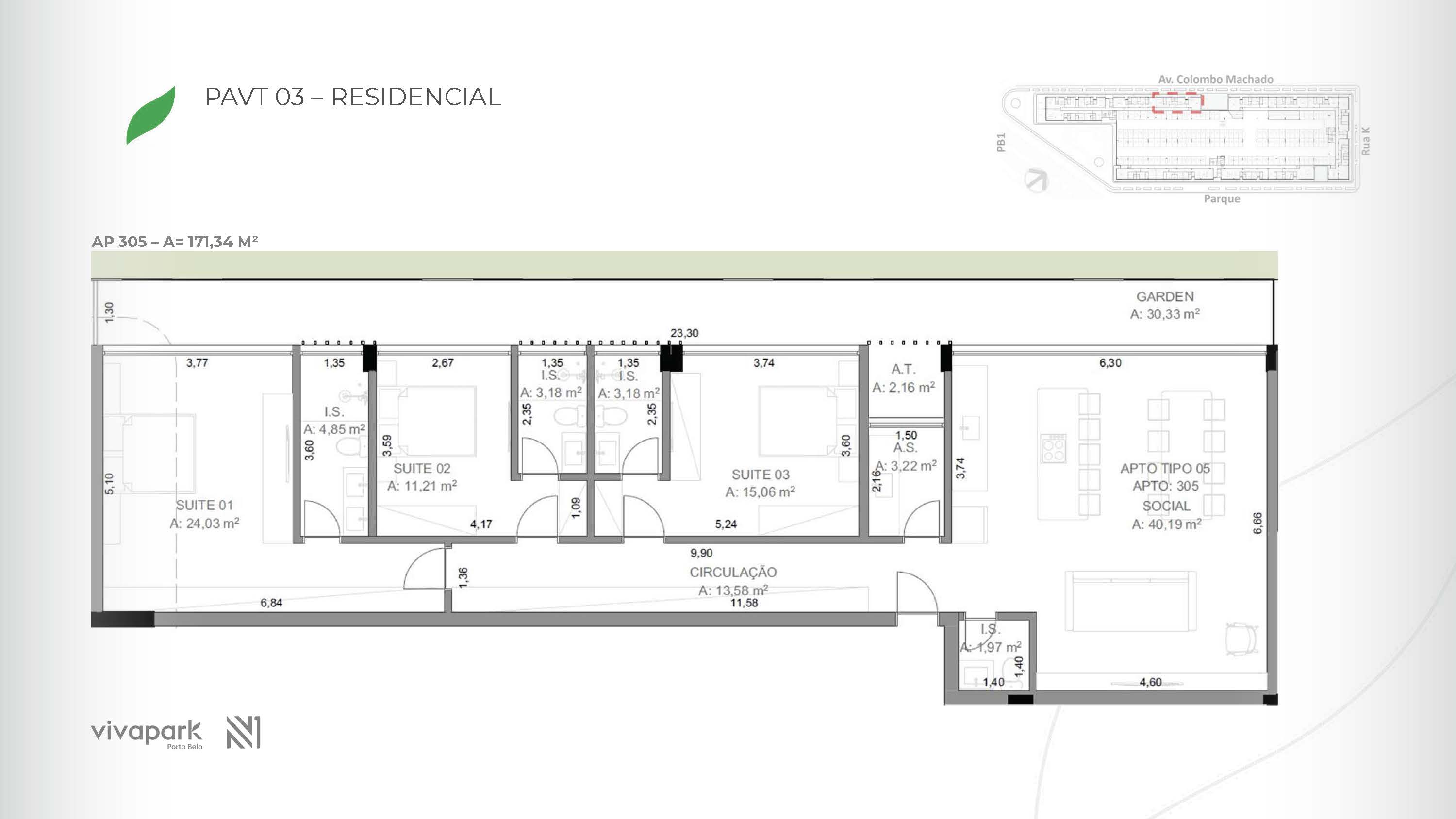 Embasamento · Apto 305 · planta técnica
