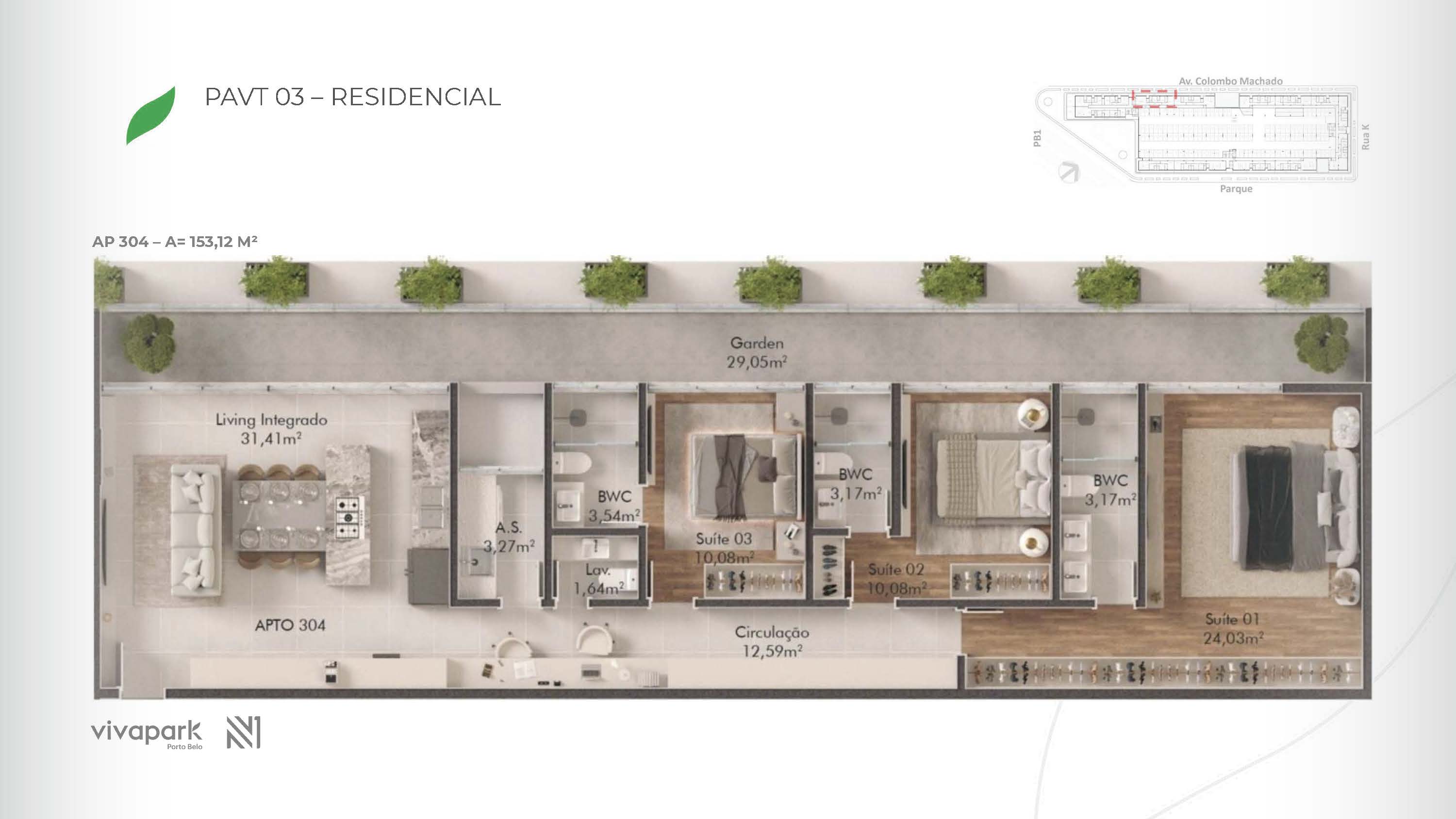Embasamento · Apto 304 · planta humanizada