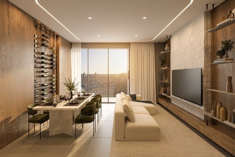 Living — 1 suíte + 2 demi-suítes · Verenna · Vivapark Porto Belo