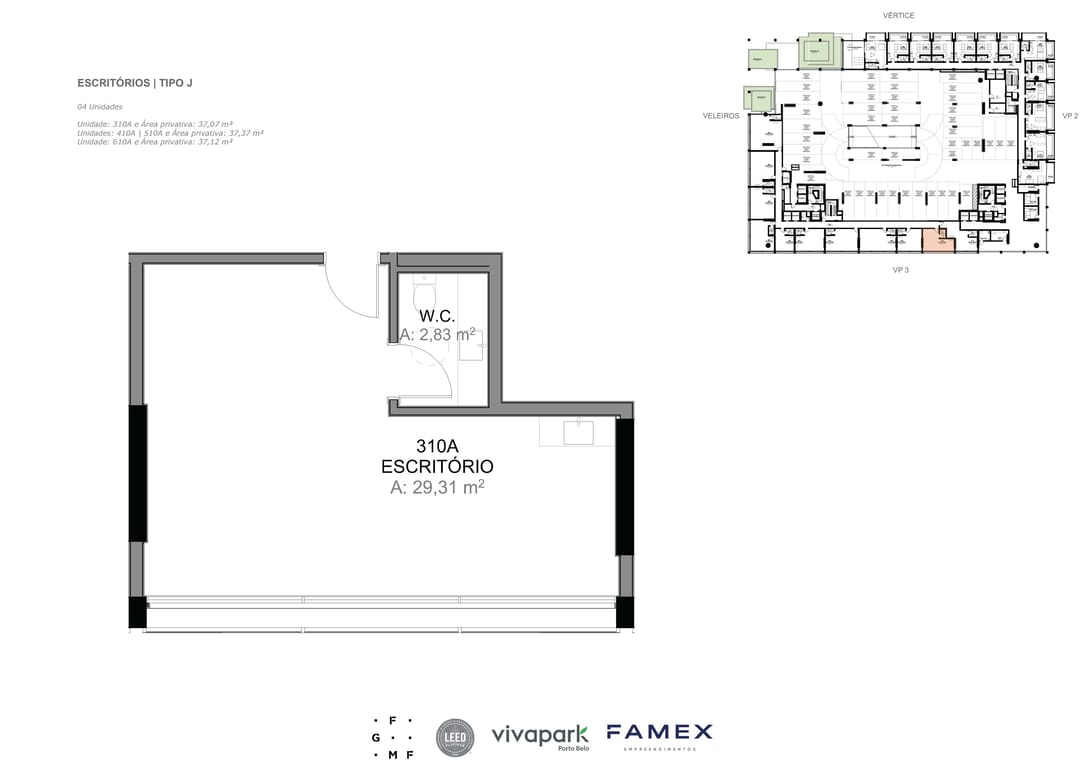 Escritório · Tipo J · 37 (aprox.) m² · VITTA 27 · Vivapark Porto Belo