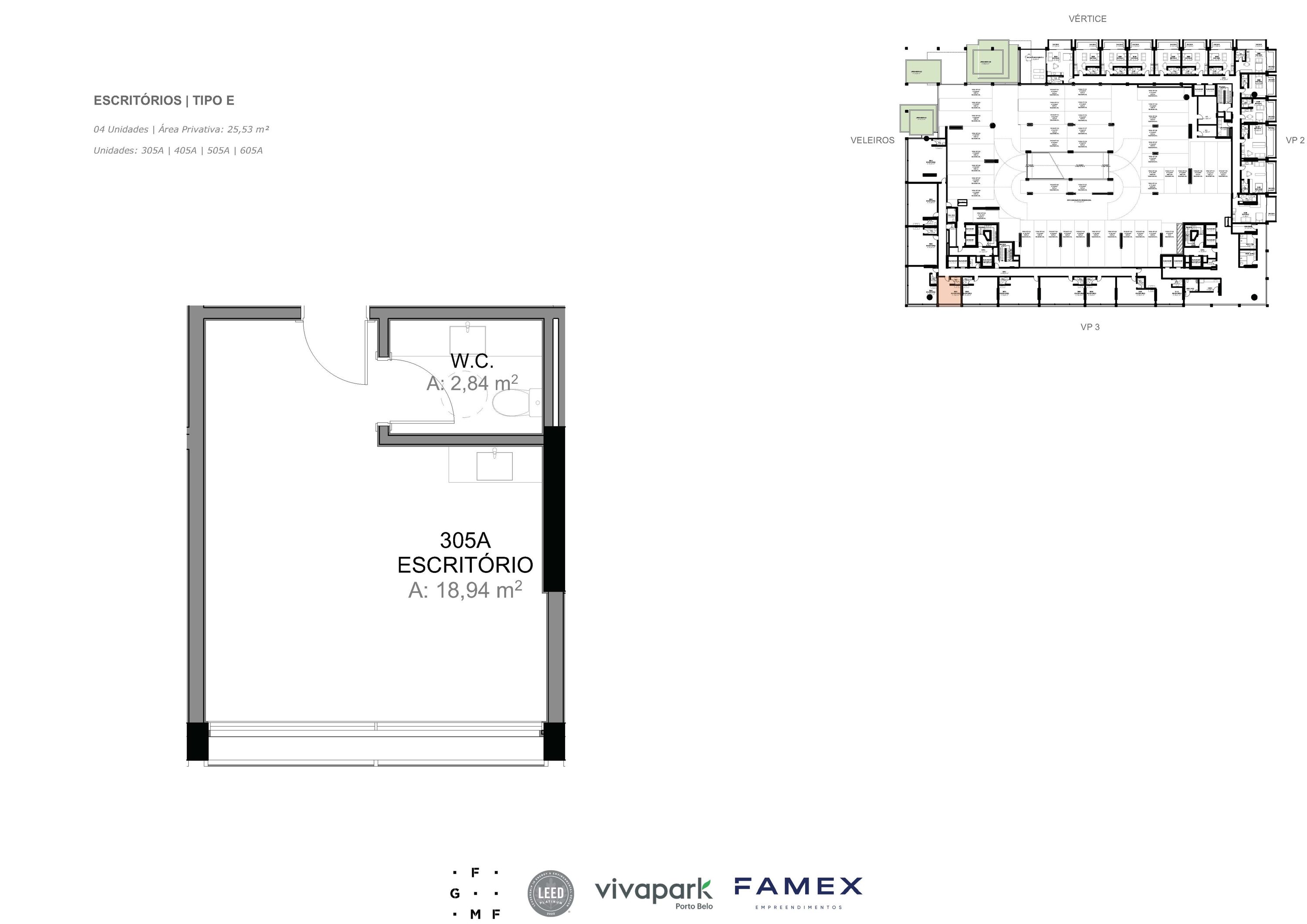 Escritório · Tipo E · 25,53 m²