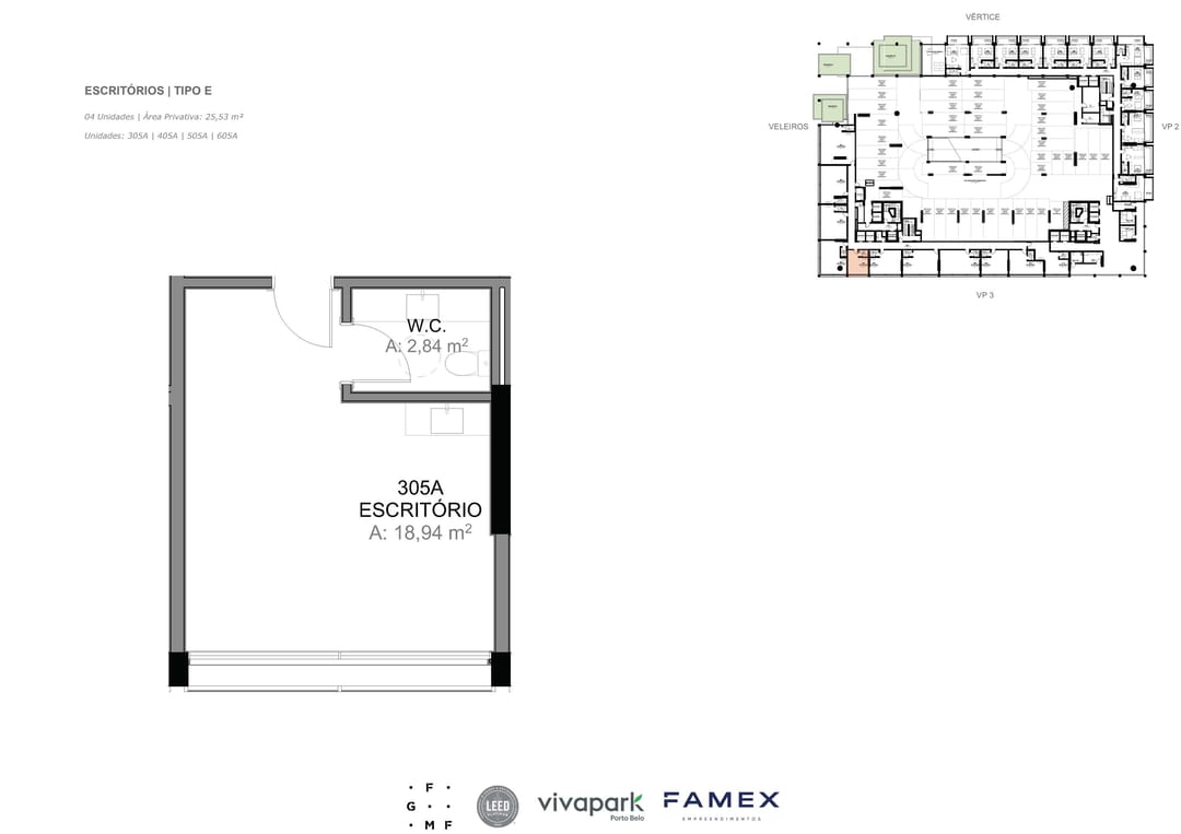 Escritório · Tipo E · 25,53 m² · VITTA 27 · Vivapark Porto Belo