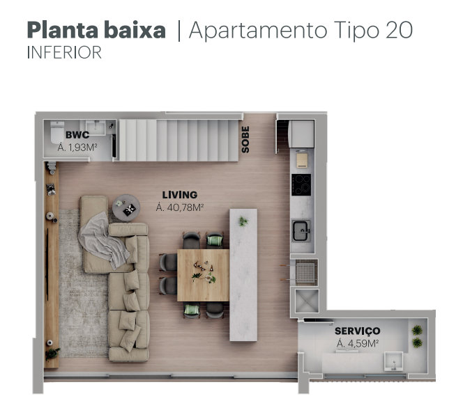 Planta do apartamento · Vista Jardins · 418G · Vivapark Porto Belo