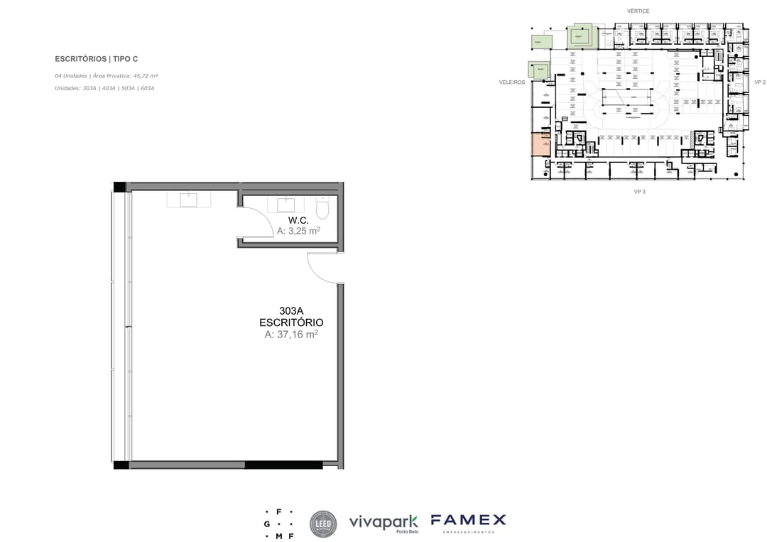 Escritório · Tipo C · 45,72 m² · VITTA 27 · Vivapark Porto Belo