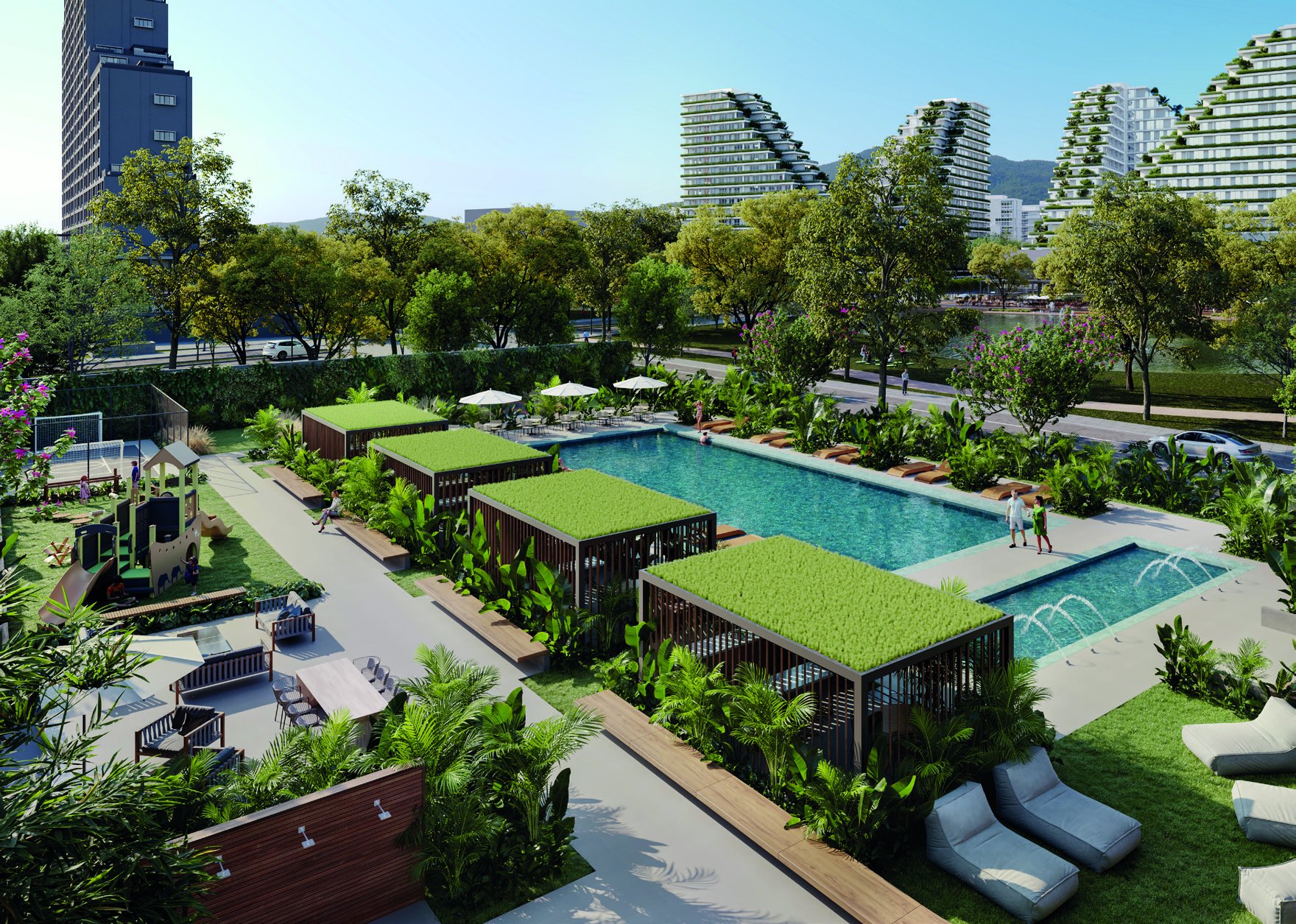 Heated pool and pool house — open area on the ground floor · Vista Jardins · Vivapark Porto Belo